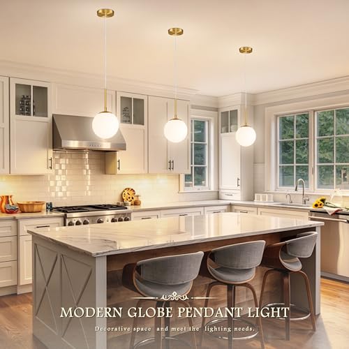6" Modern Globe Pendant Light Mid (Gold & Milky Glass / Globe, 6 Inch)
