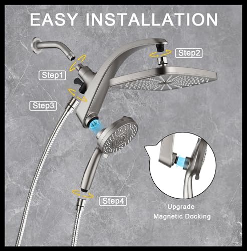 Rain Shower Head with Handheld Showerhead (Nickel)