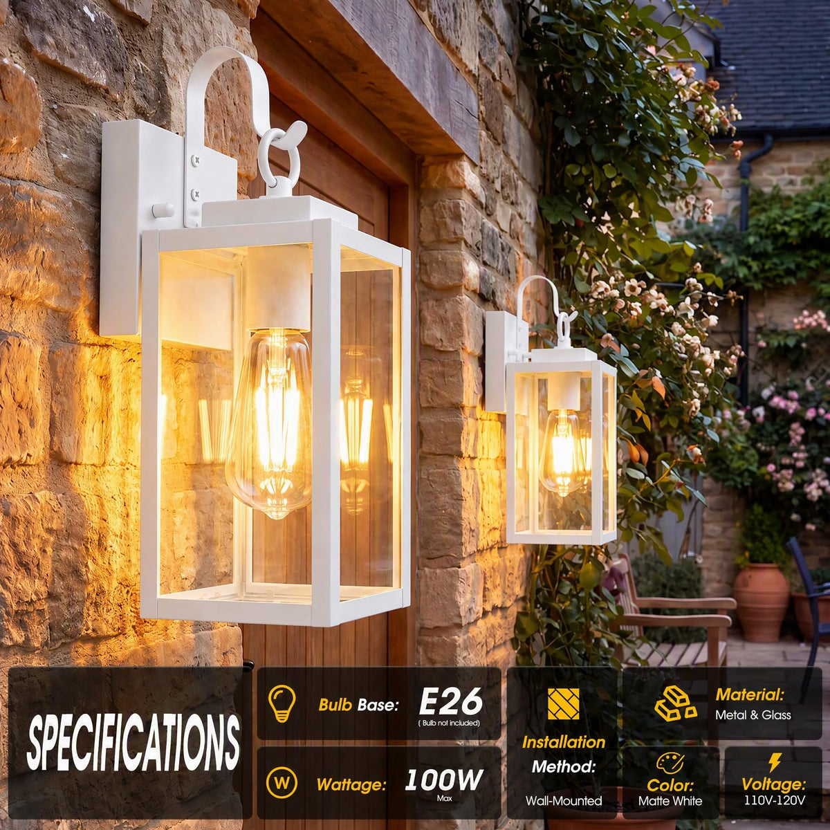 2 Pack 11.8" Porch Light (2 PACK / White)