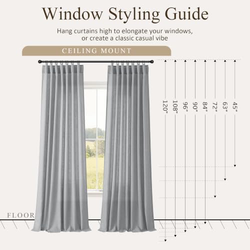 Grey Linen Curtains 90 Inches Long 2 Panels Drapes for Living Room (Grey / 50"W x 90"L (Pack of 2))