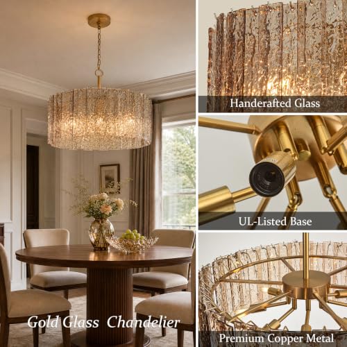 Smoked Bark Textured Glass Chandelier