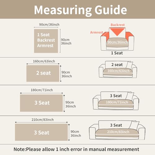 Couch Covers for Sectional Sofa (Beige White / 1PC/35"X83")
