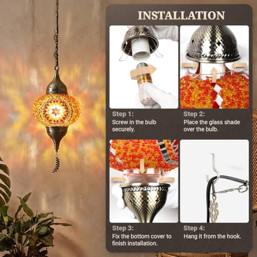 Turkish Moroccan Mosaic Pendant Light (Red)