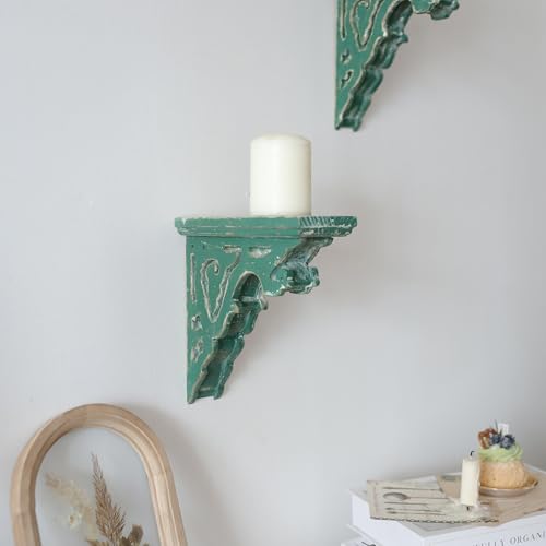 Corbels for Shelves Wood Corbels Decorative Set of 2 (Green)