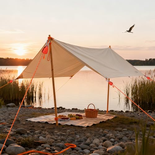 Camping Ropes Guy Lines 4 Pack (1/6in x 13ft - 4Pack-Orange)