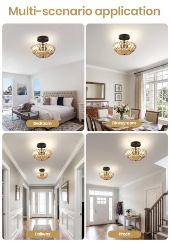 Semi Flush Mount Ceiling Light (Amber Lampshade-Mini)