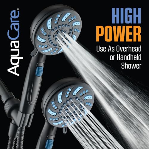 Seen-On-TV High Pressure 8-mode Handheld Shower Head - 2-mode Power Wash to Clean Tub, Tile & Pets, Stay-Clean Nozzles, Extra Long 6 ft. Stainless Steel Hose, Wall & Overhead Brackets, Modern