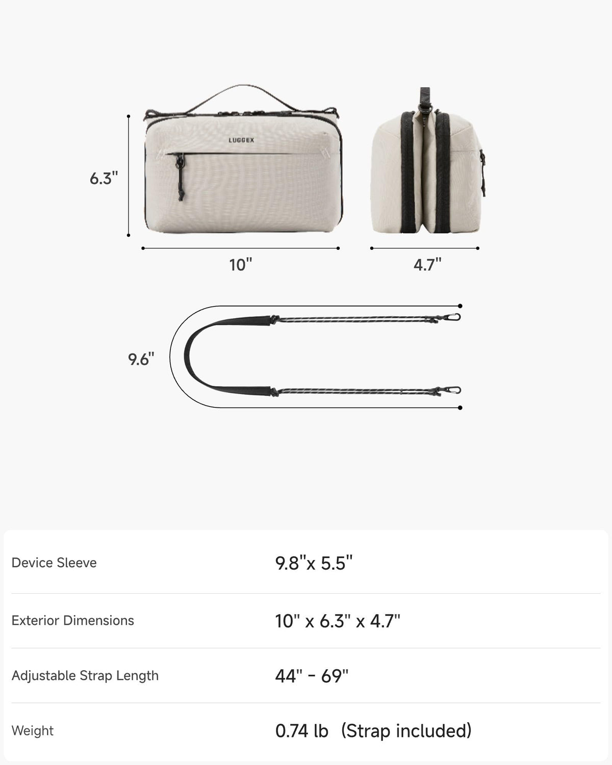 Electronics Organizer Travel Case (Beige / L)