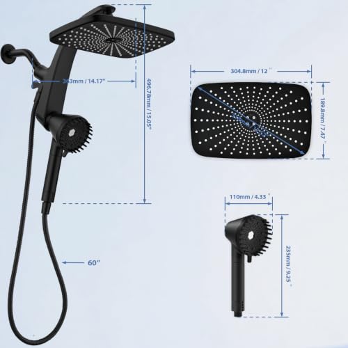 Shower Head with Handheld (Black)