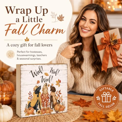 Fall Decorations for Home Dog Pumpkin Fall Wall Art Woof Woof Decor (FALL57)