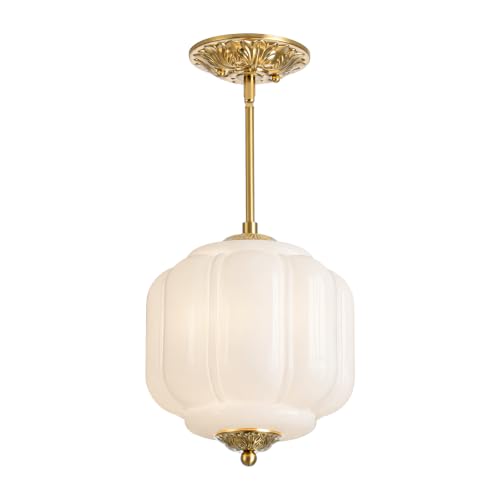 Vintage Milk Glass Ceiling Light (Gold/Milk White)