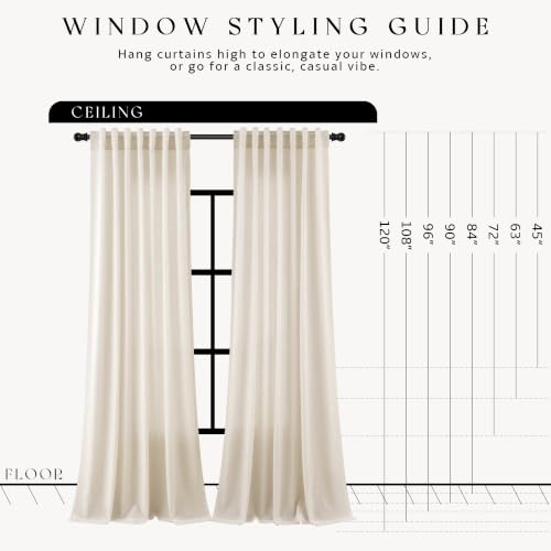Cream Linen Curtains 100 Inches Long for Living Room 2 Panels (Linen / 52"W x 100"L (Pack of 2))