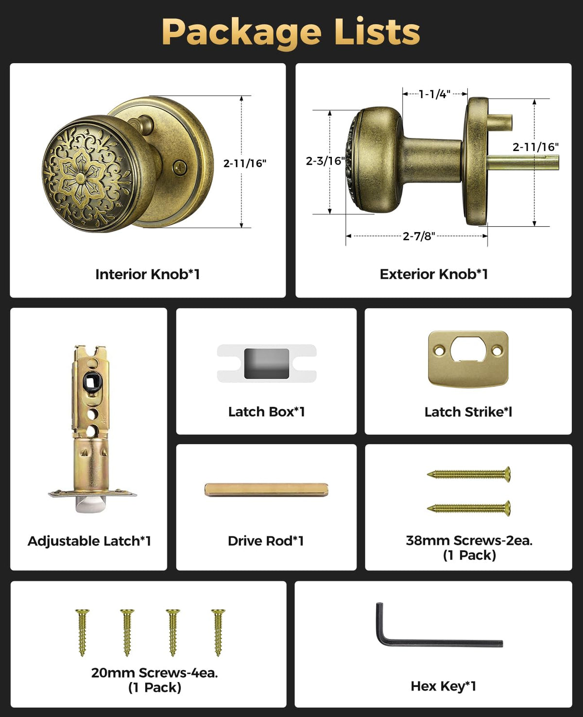 Aged Brass Door Knobs (Aged Brass)