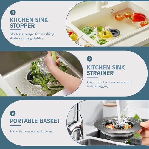Kitchen Sink Drain Strainer Stopper (Gunmetal Gray / 1 Pack)
