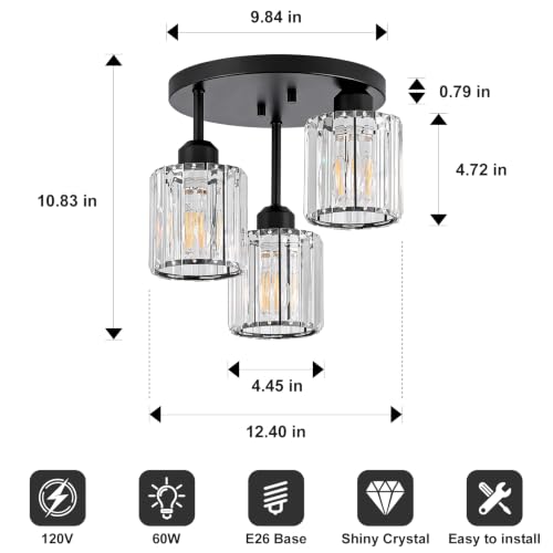 Crystal Semi Flush Mount Ceiling Light