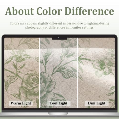 Green Vintage Floral 100% Blackout Curtains 84 Inch 2 Panels (Green Rose / 52"W x 84"L (Pack of 2))
