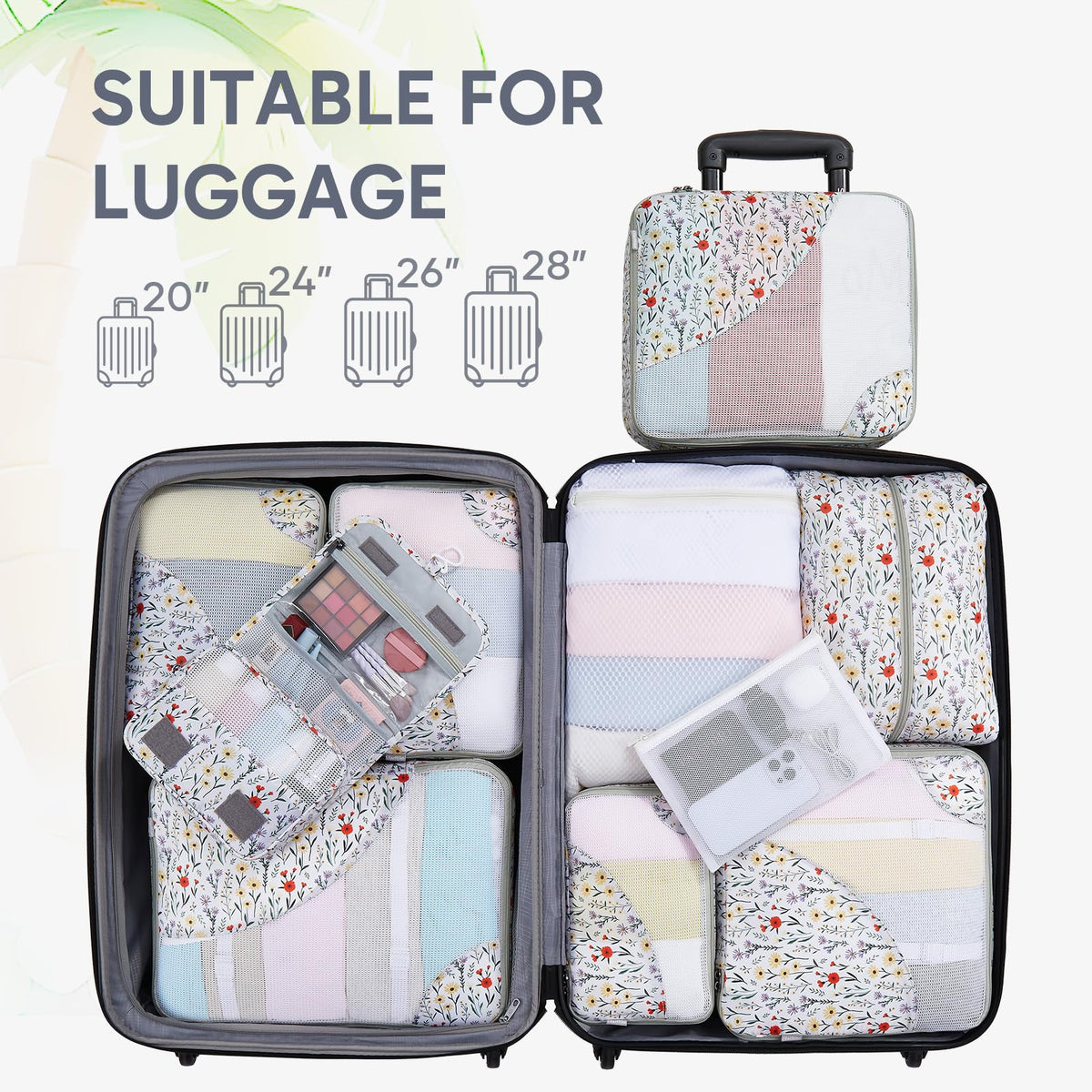 Packing Cubes for Travel (02 Flower)