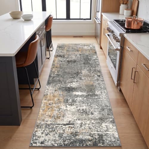 Runner Rug 2x7 Washable Non Slip Grey (Grey / 2' x 7' (Runner))
