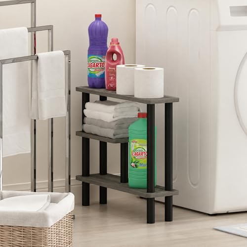 Turn-N-Tube 3-Tier Narrow Bathroom Storage Shelf, Toolless Assembly White Storage Rack, Space Saving Shelf