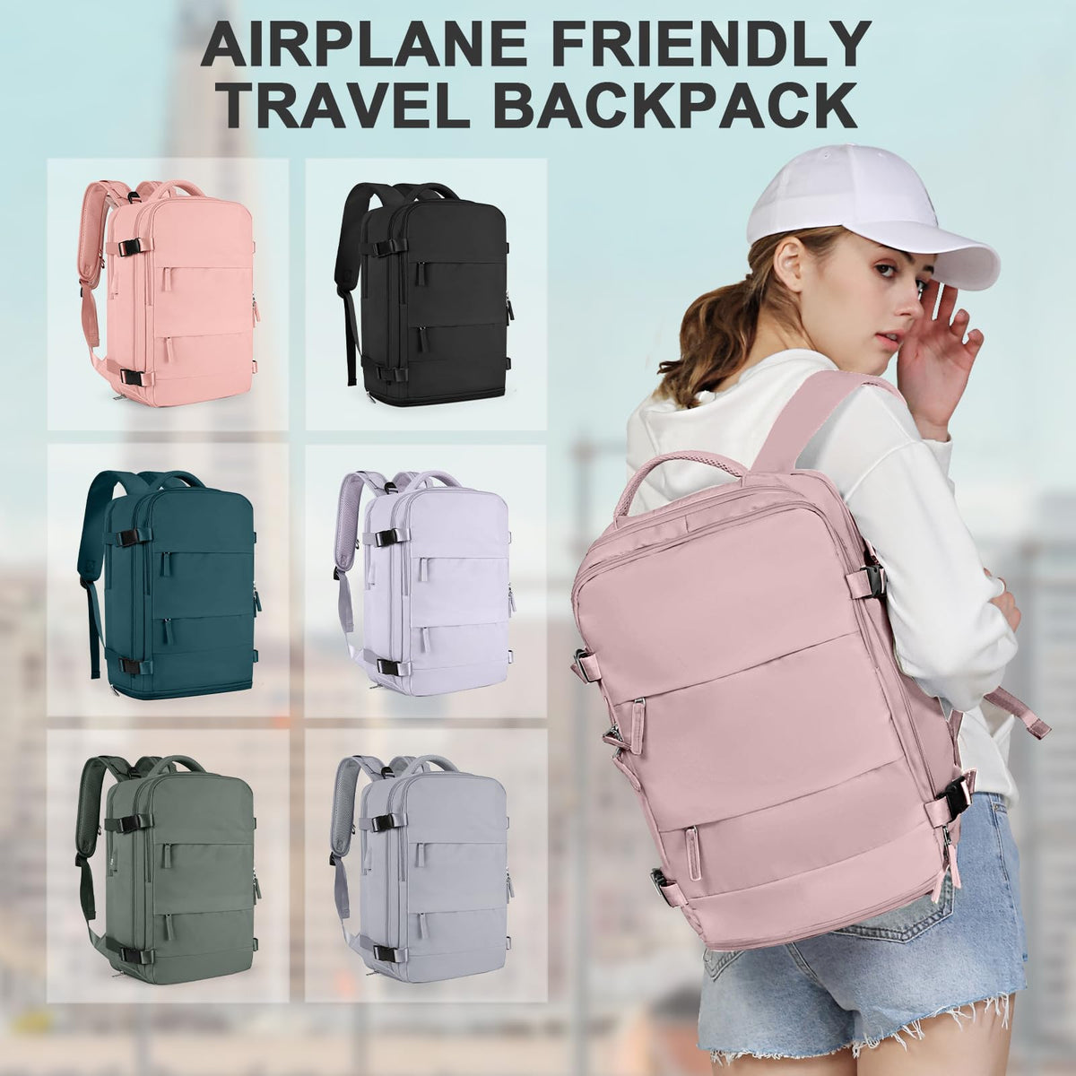 Travel Backpack For Women Men (Pink Purple / 25 liters)
