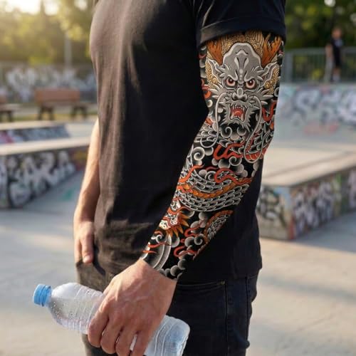 2 Pcs Oriental Dragon Tattoo Arm Sleeves (Dragon 4)