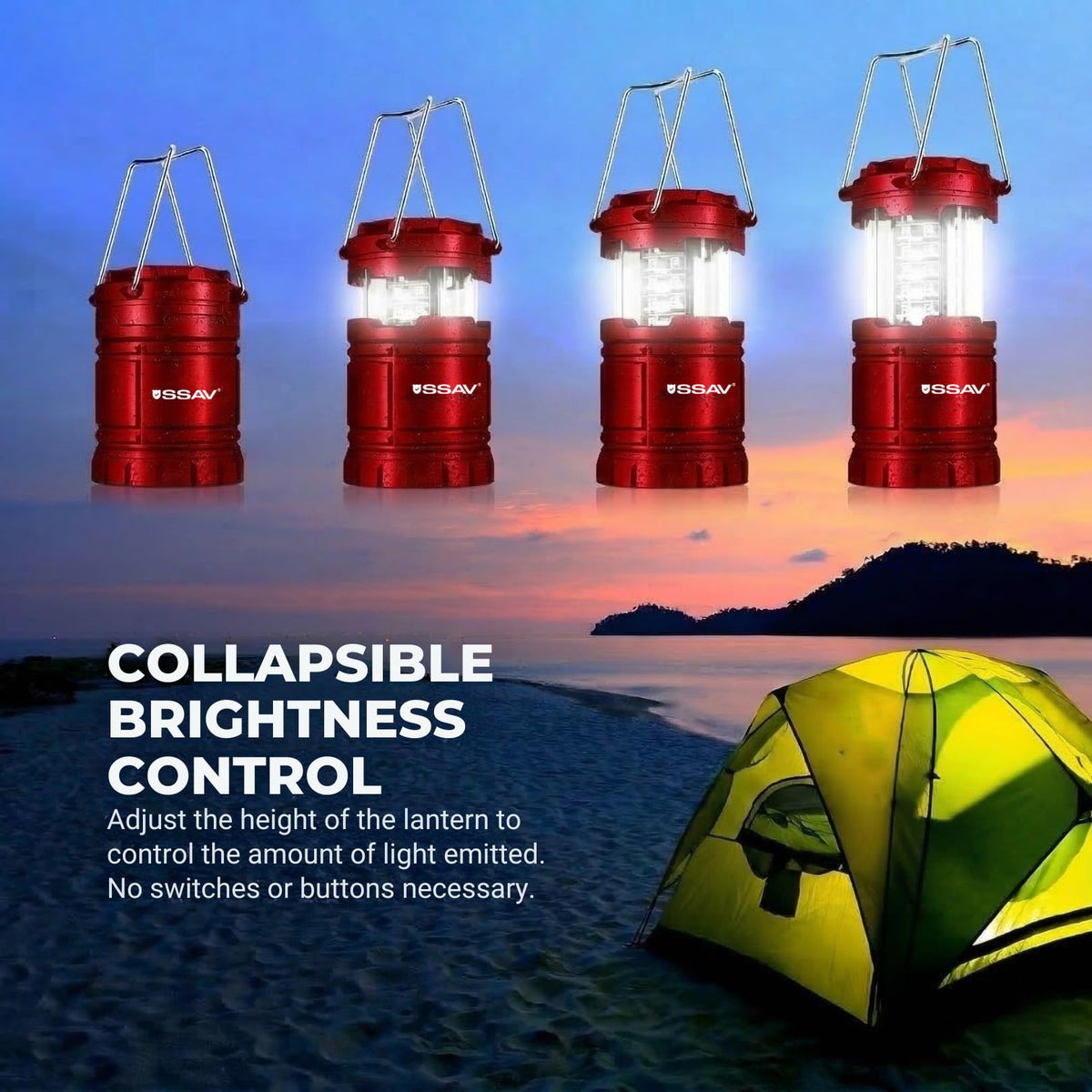 2 Pack Battery Powered LED Camping Lanterns (2 Pack Red)
