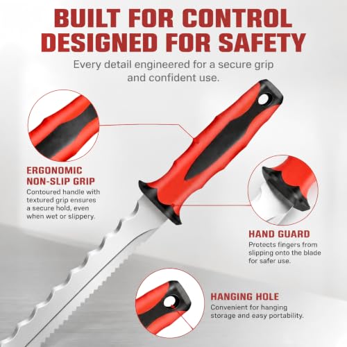 Double Side Serrated Insulation Knife (Red / 11 IN)