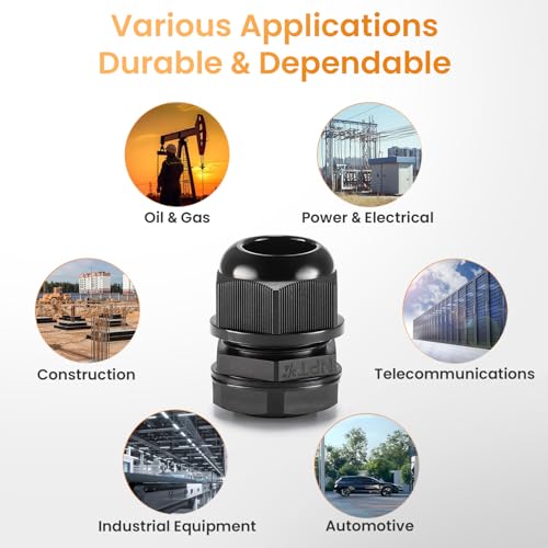 6pcs 3 4" NPT Cable Gland Waterproof IP68 Nylon Cable Pass Through Cord Grip Connector Strain Relief Wire Grommet (3/4" NPT 6pcs)