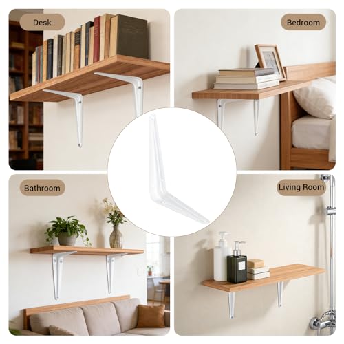 White Metal L Brackets for Shelves (White / 5"x6")