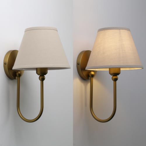 Vintage Wall Sconces Set of 2 Fabric Lampshade