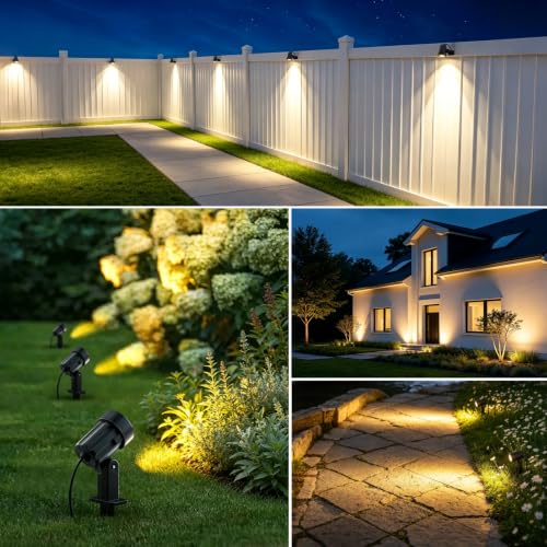 All-in-One Low Voltage Landscape Lighting Kit, Outdoor Lights with Transformer and Wire, LED Spotlight 2700K Dusk to Dawn, IP66 Waterproof Landscape Lights for Patio Garden Yard House