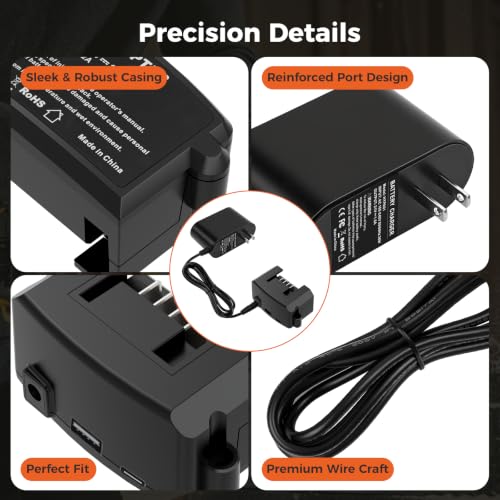 Replacement for Black+Decker 20V MAX Lithium Battery Charger