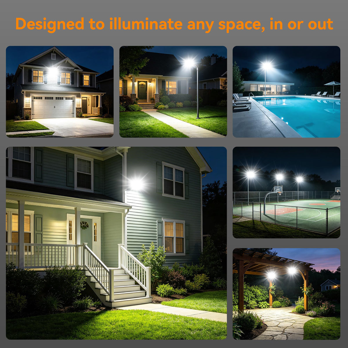 200W 2 Pack LED Flood Lights Outdoor (Black / 200 Watt 2 PACK)