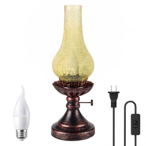 Vintage Table Lamp with Flame Bulb
