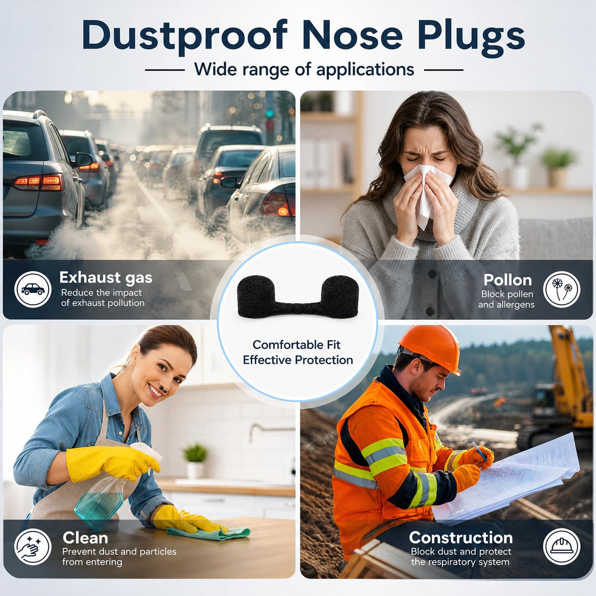 750 Pcs Nose Filters for Dust Disposable Sponge Nose Plugs (Black)