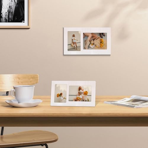 4x6 and 5x7 Collage Picture Frame (Rustic White / 7.5x13in (1Pack))