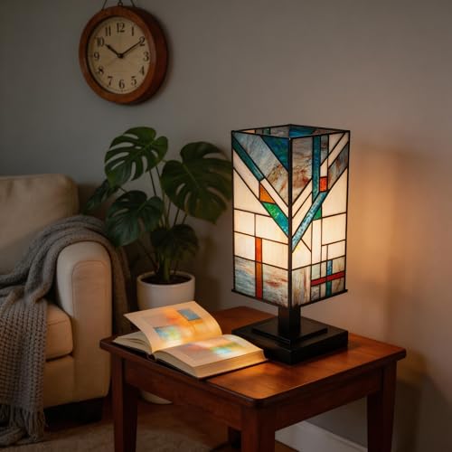 Stained Glass Lamp Handmade Mission Style 5.9" Wx15 H ETL Listed