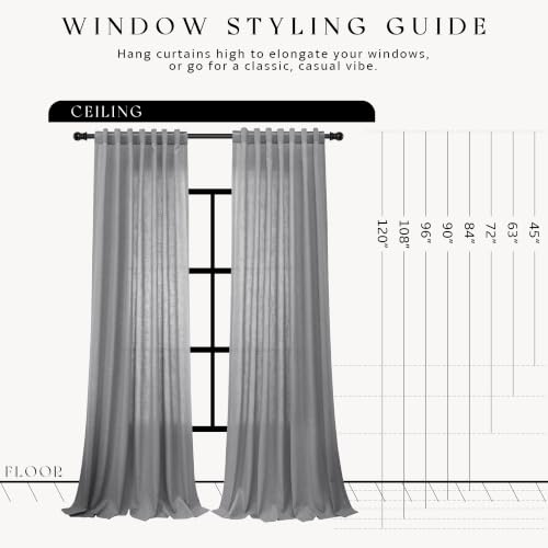 Grey Linen Curtains 90 Inches Long Drape for Living Room 2 Panels (Grey / 52"W x 90"L (Pack of 2))