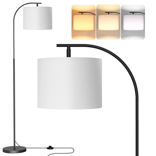 Floor Lamp with Linen Shade (White)