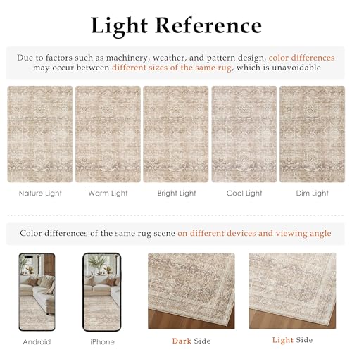 Beige Washable 2x6 Runner Rugs for Hallway Entryway (Retro | Beige / 2' x 6' (Runner))