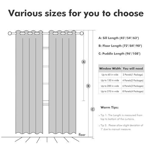 100% Blackout Linen Curtains for Bedroom 42x54 Inches Ivory (Ivory / 42"W x 54"L (Pack of 2))