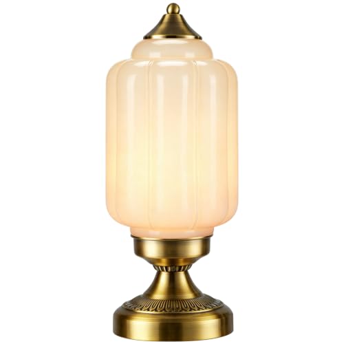 Vintage Brass Table Lamp with Glass Shade