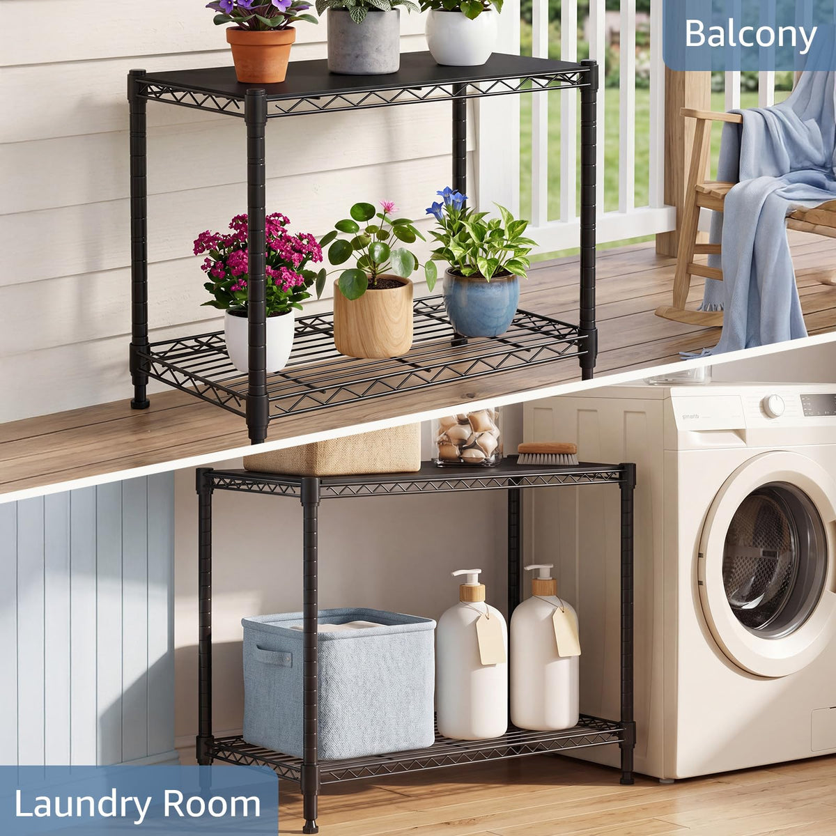 2 Tier Metal Storage Shelves (2 Tiers)