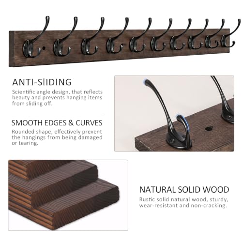 Vintage Wall Mounted Coat Rack (Antique wood / 1 Item-10 Hooks)
