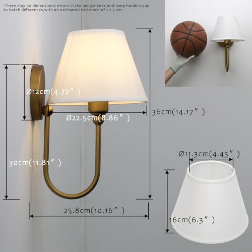Vintage Wall Sconces Set of 2 Fabric Lampshade