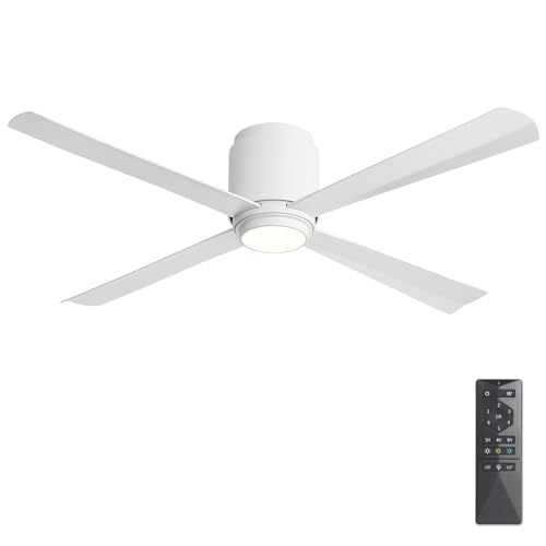Flush Mount DC Ceiling Fan with Light