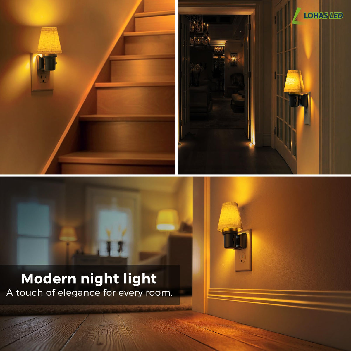 Night Lights Plug into Wall (Round Platform-Amber / 2 Pack)