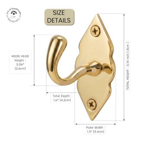 Unlacquered Handmade Brass Hooks