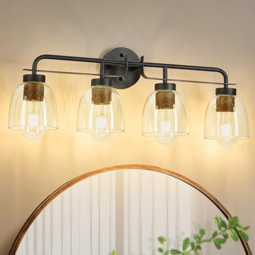 Bathroom Light Fixtures (Matte Black - 4 Light)