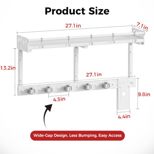 Broom Holder Wall Mount with Shelf (Ivory / L)